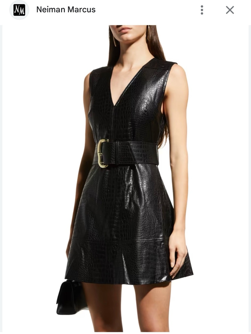 Tanya Taylor Black Faux Croc Sleeveless Dress with Belt